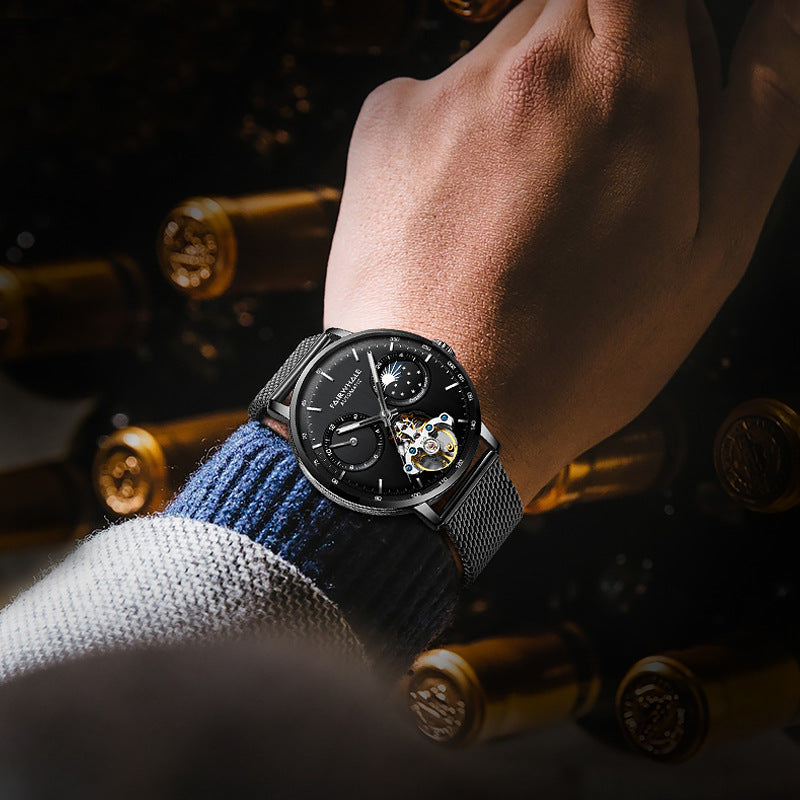 Orologio meccanico automatico da uomo Fairwale Brand, cinturino in maglia di acciaio inossidabile, orologio da uomo alla moda, impermeabile