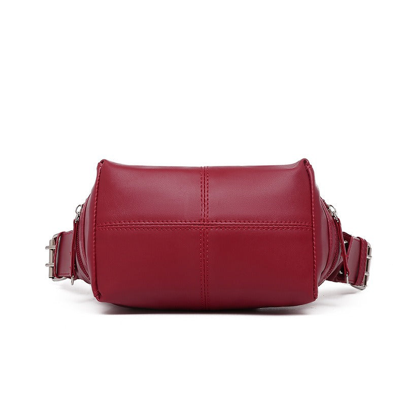 Women's Fashionable Retro Original Leather Zip One Shoulder Bag Large Capacity Zipper Pocket Women's Portable Underarm Bag