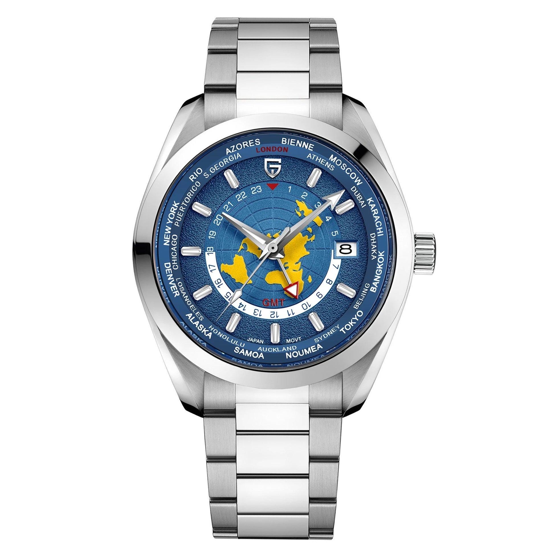 PAGANI DESIGN 2024 Nuovo GMT Orologi da uomo Orologio automatico di lusso da uomo NH34A Orologio da polso meccanico da uomo Doppio fuso orario Design della mappa