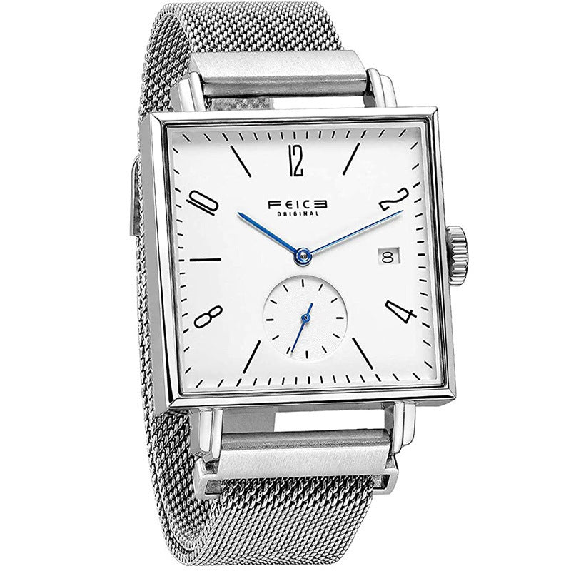 Orologio meccanico da uomo quadrato, automatico, casual, semplice, cavo