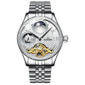 Men Business Casual Automatic Skeleton Steel Band Watch - Acquisti Online