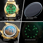 Olevs Orologio da uomo sportivo casual automatico con cinturino in acciaio color oro