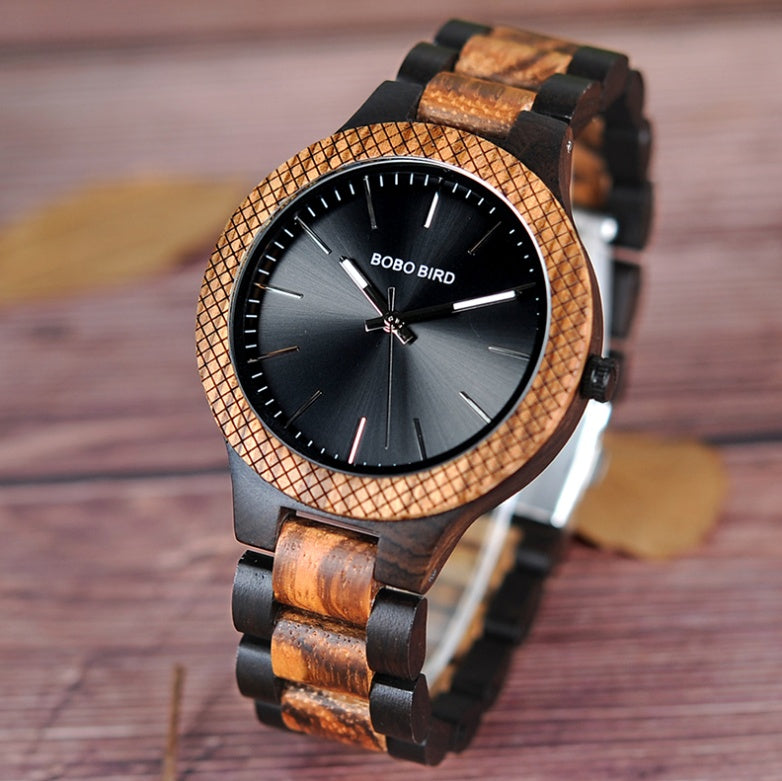 BOBO BIRD Houten Quartz Horloge Horloges met Lichtgevende Wijzers in Houten Modieus Waterdicht Quartz Horloge 