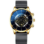 GINEVRA Men's Wrist Watch Military Stainless Steel Casual Date Analog Quartz Watch