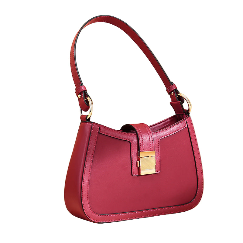 Women's Fashionable Original Leather Shoulder Bag Zipper Pocket Large Capacity Handbag Women's Fashion Shoulder Bag