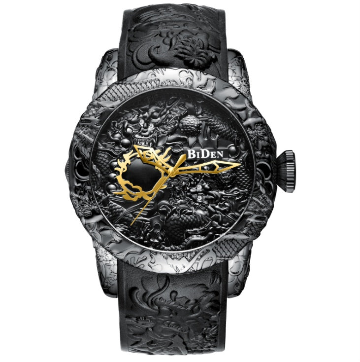 Biden Women's Luxury Design Quartz Watches Fashion 3D Engraved Dragon Relogio Masculino Luxury Women's Quartz Watch