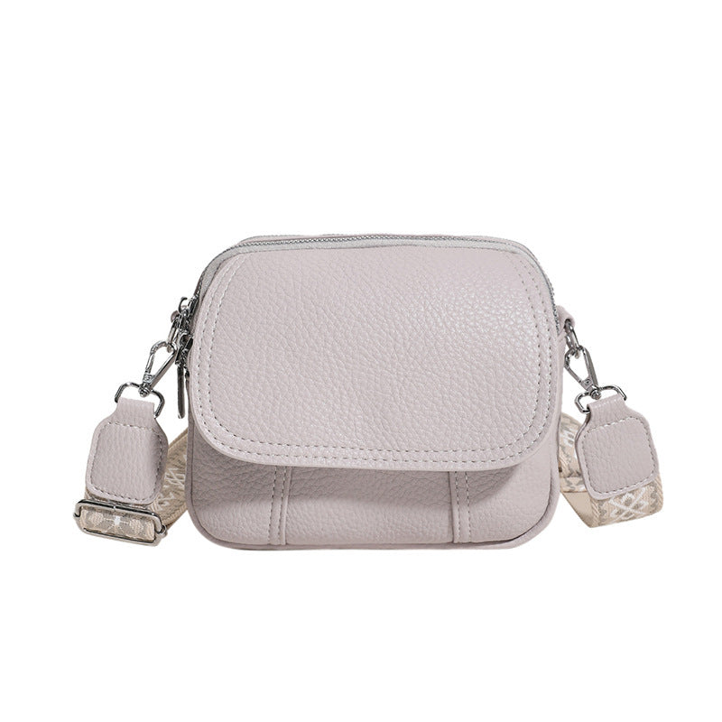 Eenvoudige crossbodytas voor dames, PU-leer, schouderband met meerdere zakken, grote capaciteit, modieuze schoudertas voor dames