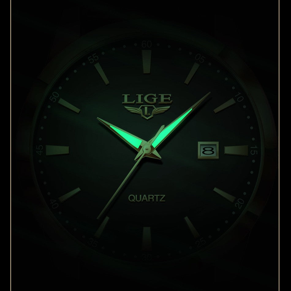 LIGE LG8970 Men's Chronograph Leather Strap Luxury Watches - Acquisti Online