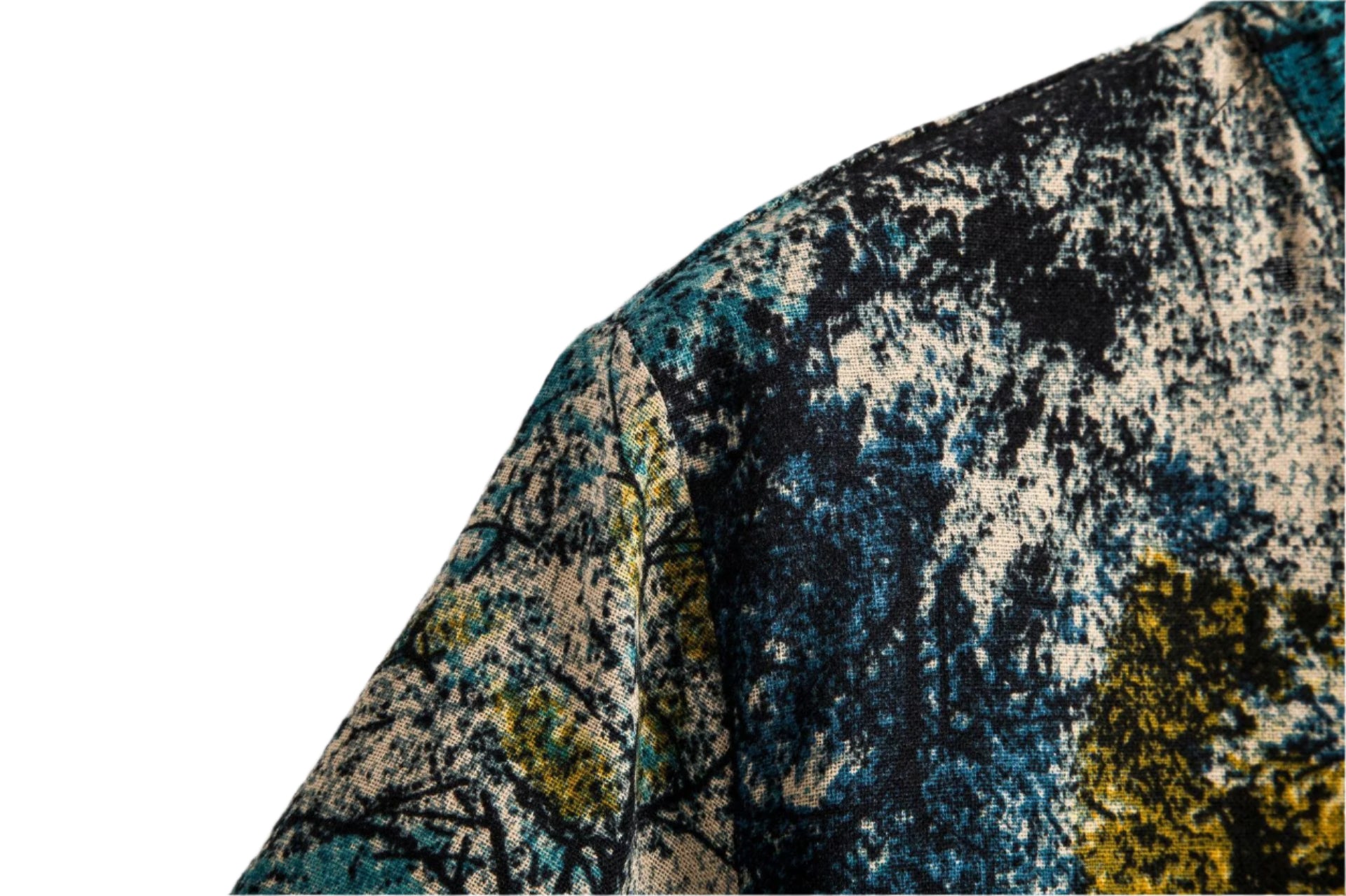 Men's Fashioable Casual Shirt Solid Color  Stand Collar Loose Slim Fit Floral Shirt Short Sleeve Printed Men's Casual Shirt