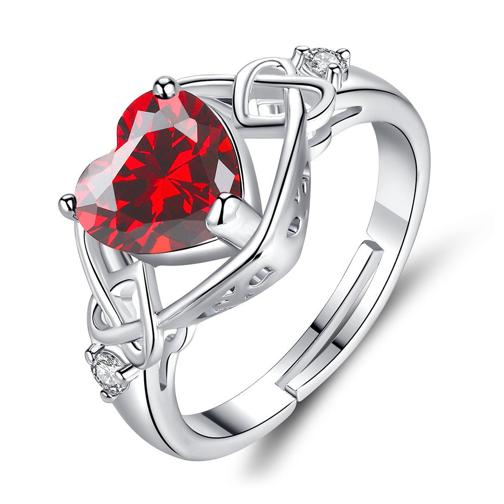 Women's Heart-shaped Ruby Jewelry Suit