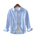 Men's Fashionable Casual Shirt Solid Color Pure Cotton Cardigan Minimalist Long Sleeve Shirt Men's Fashion Shirt