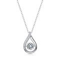 Luxe damesketting met moissanite diamanten hanger, druppelvormige, schitterende ronde imitatieketting.