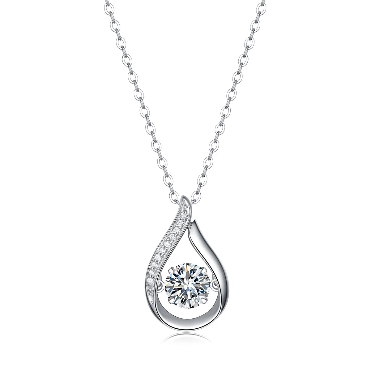Women Luxury Necklace Moissanite Diamond Pendant Necklace Water Drop Shaped Dazzling Round Imitated Necklaces