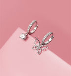 s925 silver autumn new asymmetric butterfly women's earrings