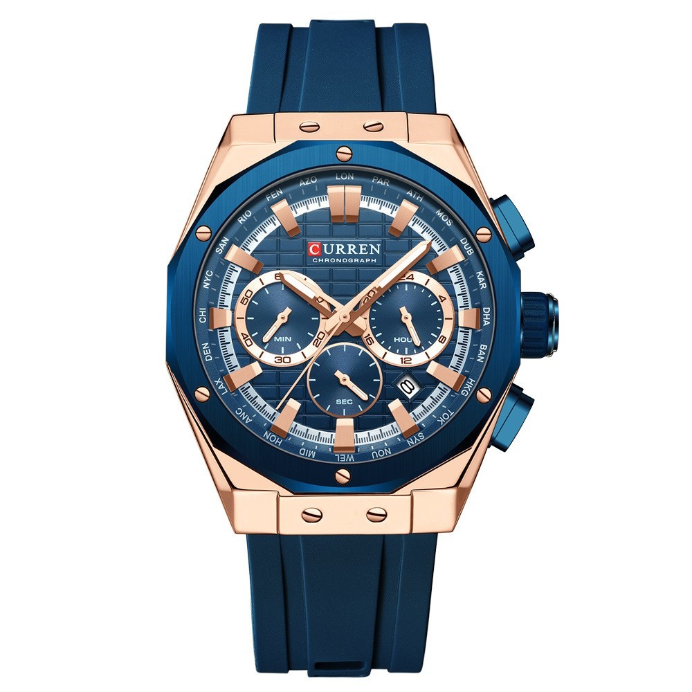 CURREN 8464 Man Fashion Silicone Strap Chronograph Sports Watch - Acquisti Online