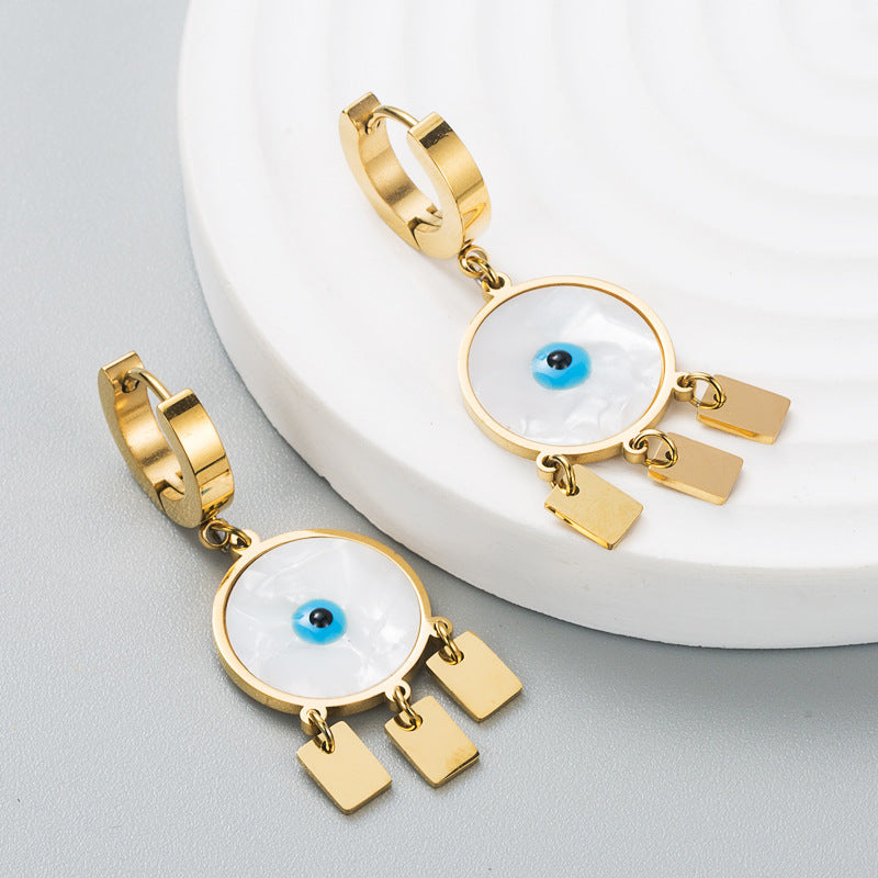 Women's Titanium Steel Earrings Net Red Popular Shell Temperament Does Not Change Color