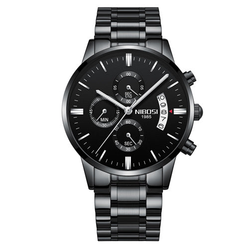 Men Watch Chronograph Sport Mens Waterproof Full Steel Quartz watch