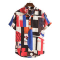 Men's Fashionable Casual Shirt Standing Collar Short Sleeves Broken Flowers Floral Slim Fit Stylish Men's Casual shirt