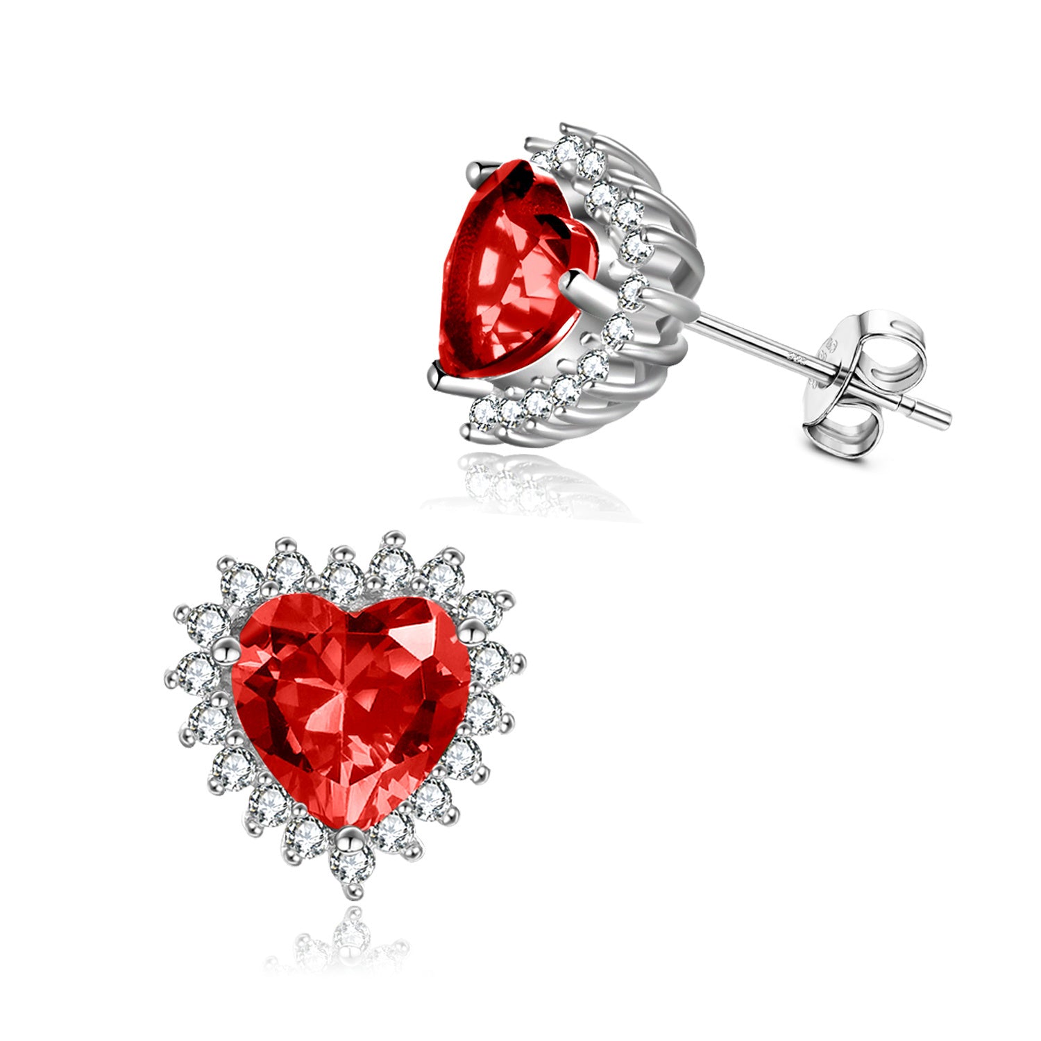 Birthstone Zircon Earrings for Women Heart Shape Stud Earrings