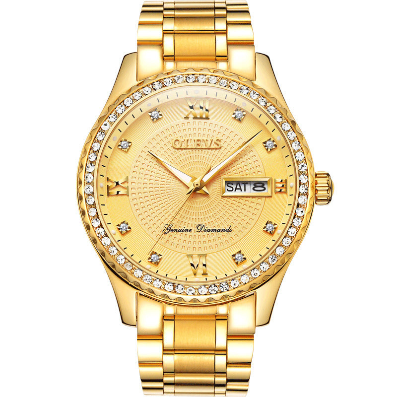 OLEVS 6618 Men's Luxury Diamond Crafted WaterProof Quartz Watch Steel Band Date Analog Luminous Men Quartz Watch