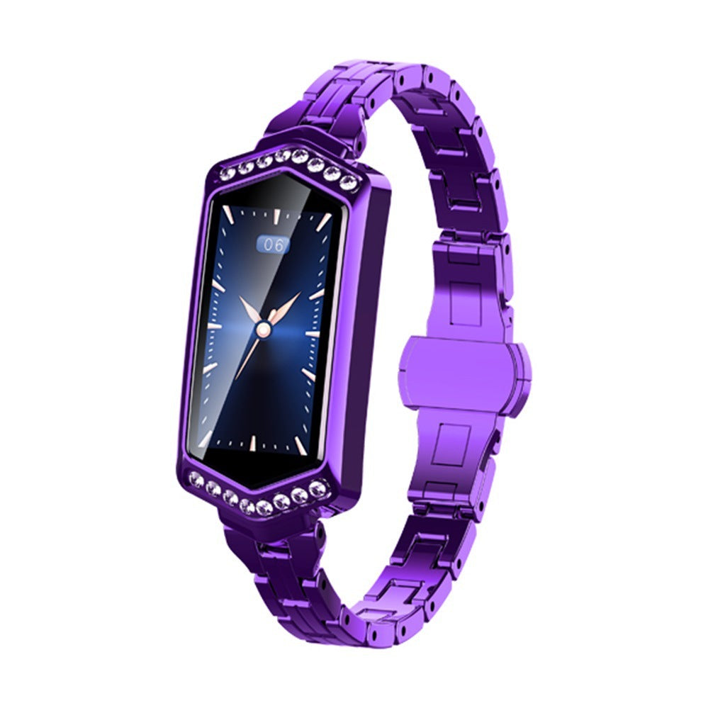 Vrouwen Smart Armband Hartslag Stap Slaap Fysiologische Cyclus Monitoring Bluetooth Sport Stalen Band Armband Smartwatch