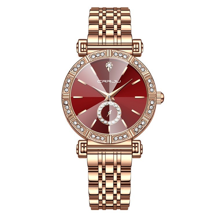 CRRJU Luxury Quartz Wrist watches for Women Stainless Steel Bracelet Rhinestones Bling Dail Elegant Ladies Quartz Watch