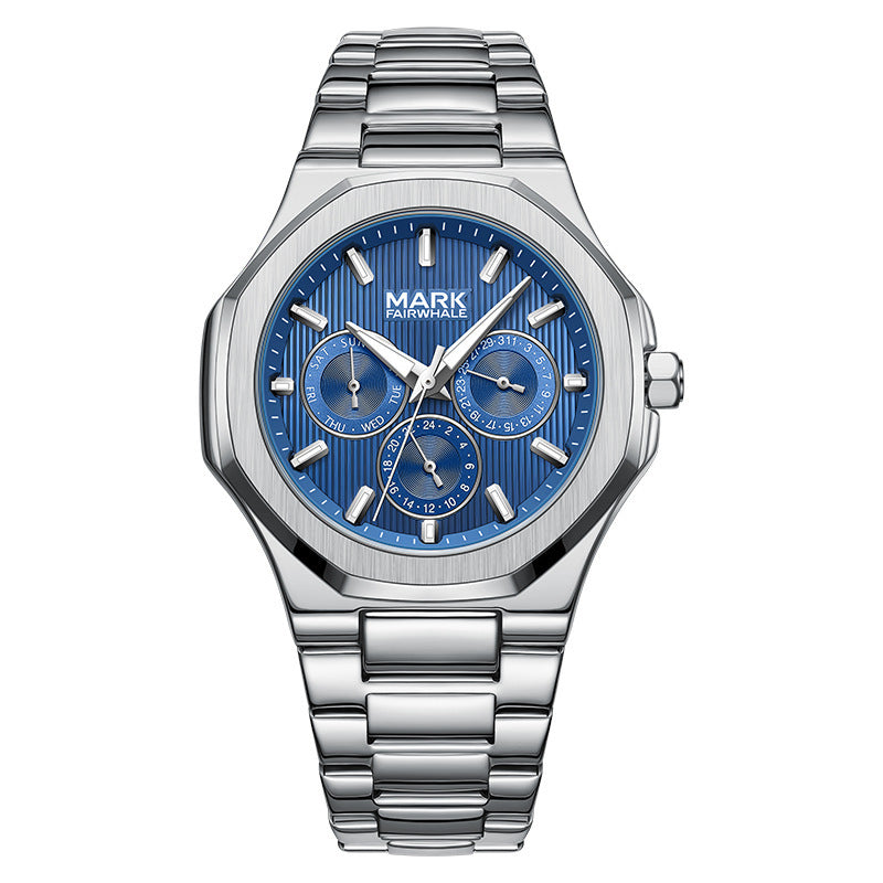Orologio da polso da uomo di lusso personalizzato Mark Fairwale, classico, in acciaio inossidabile, impermeabile, al quarzo, 2024