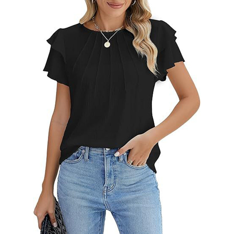 Dames Ruffle Shirts met Korte Mouwen