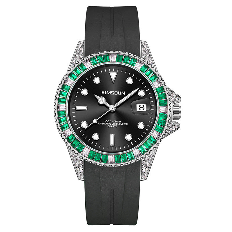 Kimsdun 1022B Orologio al quarzo da uomo, elegante, alla moda, con cinturino in silicone, impermeabile, con data, orologio da uomo d'affari minimalista