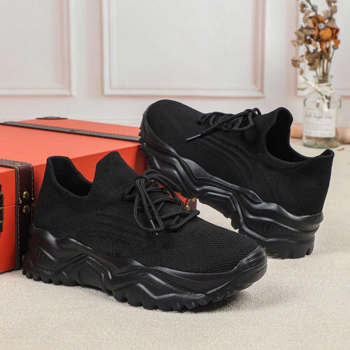 Summer And Autumn Plus Size Sports Breathable Flyknit Fashion Sock Shoes - Acquisti Online