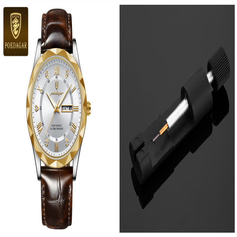 POEDAGAR Luxury Business Men's Wrist Watch Waterproof Luminous Date Week Men's Watch for Men Quartz Watch Leather Men's Watches reloj