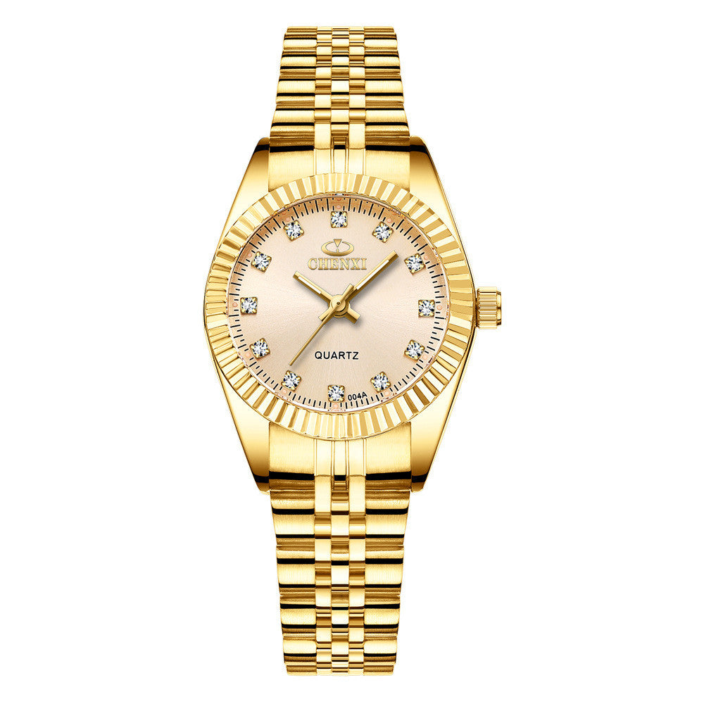 CHENXI Luxe Stijl Dameshorloge Roestvrijstalen Quartz Horloges Waterdicht Strass Gemaakt Dames Quartz Polshorloge