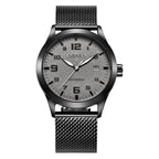 Orologio meccanico automatico da uomo Heavy Industry con cinturino in maglia di acciaio inossidabile e data automatica