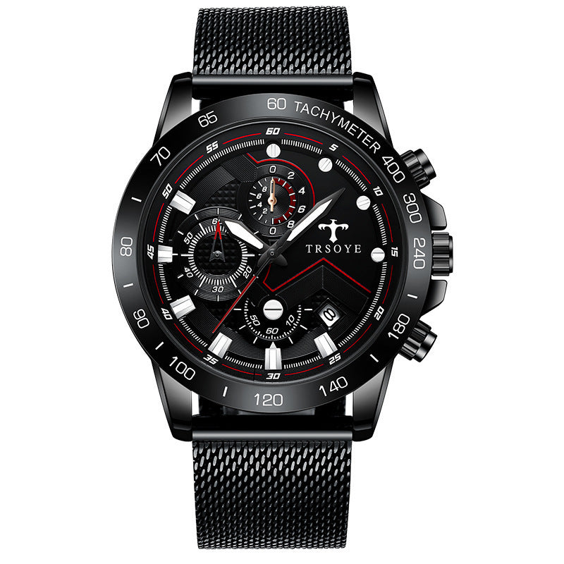 Trsoye Orologio da uomo casual alla moda sportivo impermeabile con movimento automatico al quarzo e cinturino in pelle