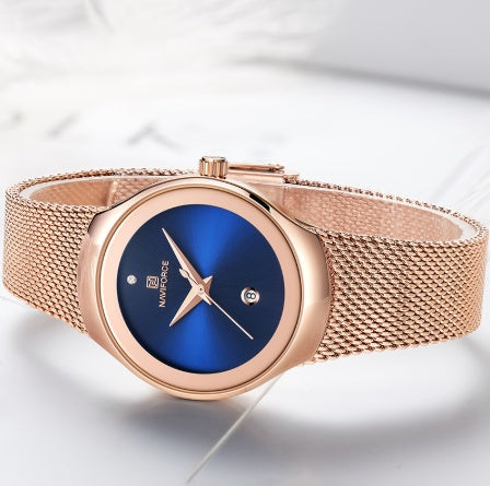 NAVIFORCE Women Watch Luxury Brand Fashion Casual Ladies Quartz Wristwatch Stainless Steel Mesh Band Watch