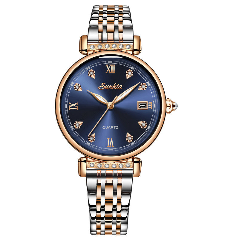 SUNKTA ST6672 Women's Quartz Watch Luxury Rhinestone Crafted Fashion Casual 30M Waterproof Women's Watch