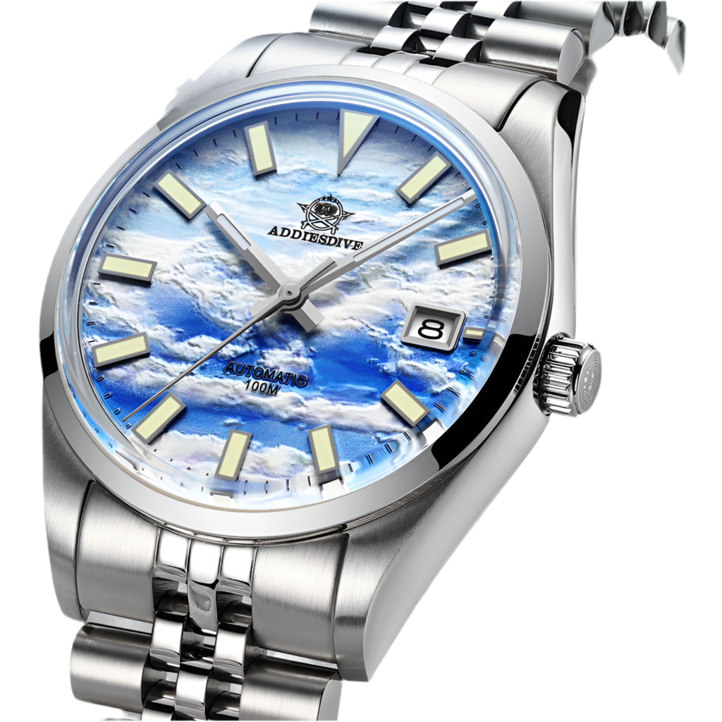 ADDIESDIVE Orologio meccanico automatico da uomo europeo americano, da lavoro, per il tempo libero, orologio da polso di lusso, luminoso, impermeabile, argento