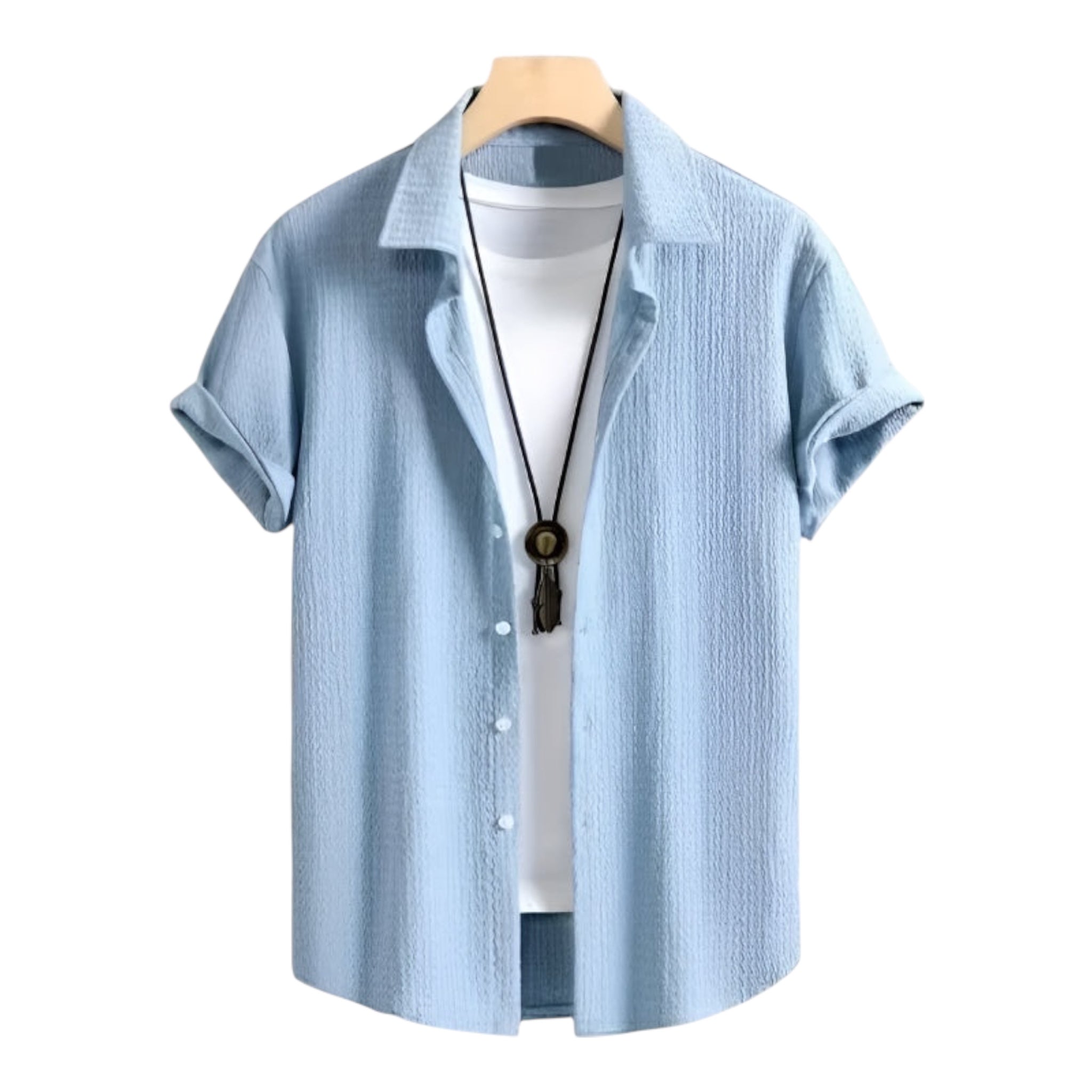 Heren modieus casual overhemd effen kleur polyestervezel vrijetijdskleding kreukvrij mode heren overhemd met korte mouwen
