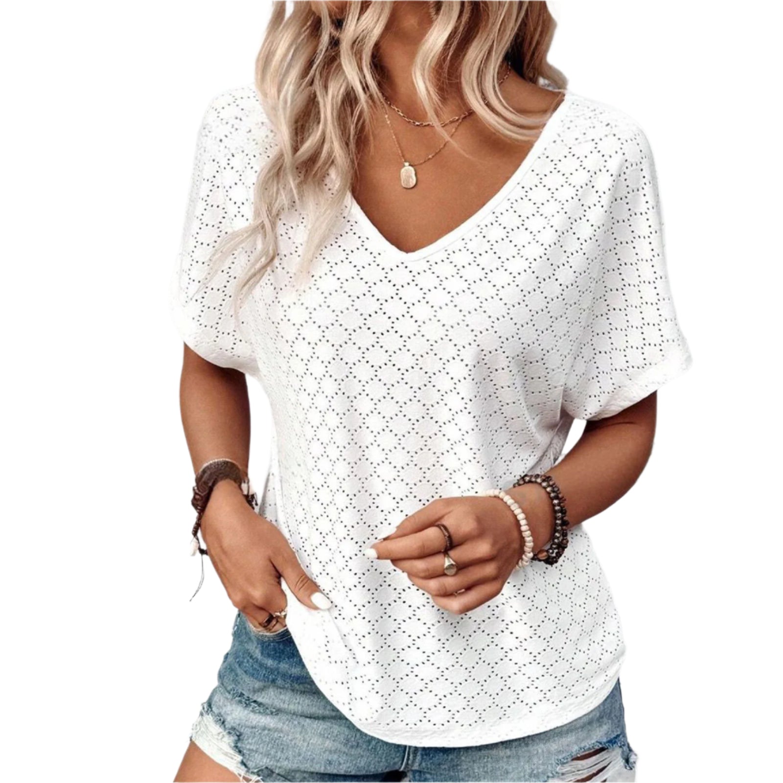 Hollow Jacquard dames T-shirt