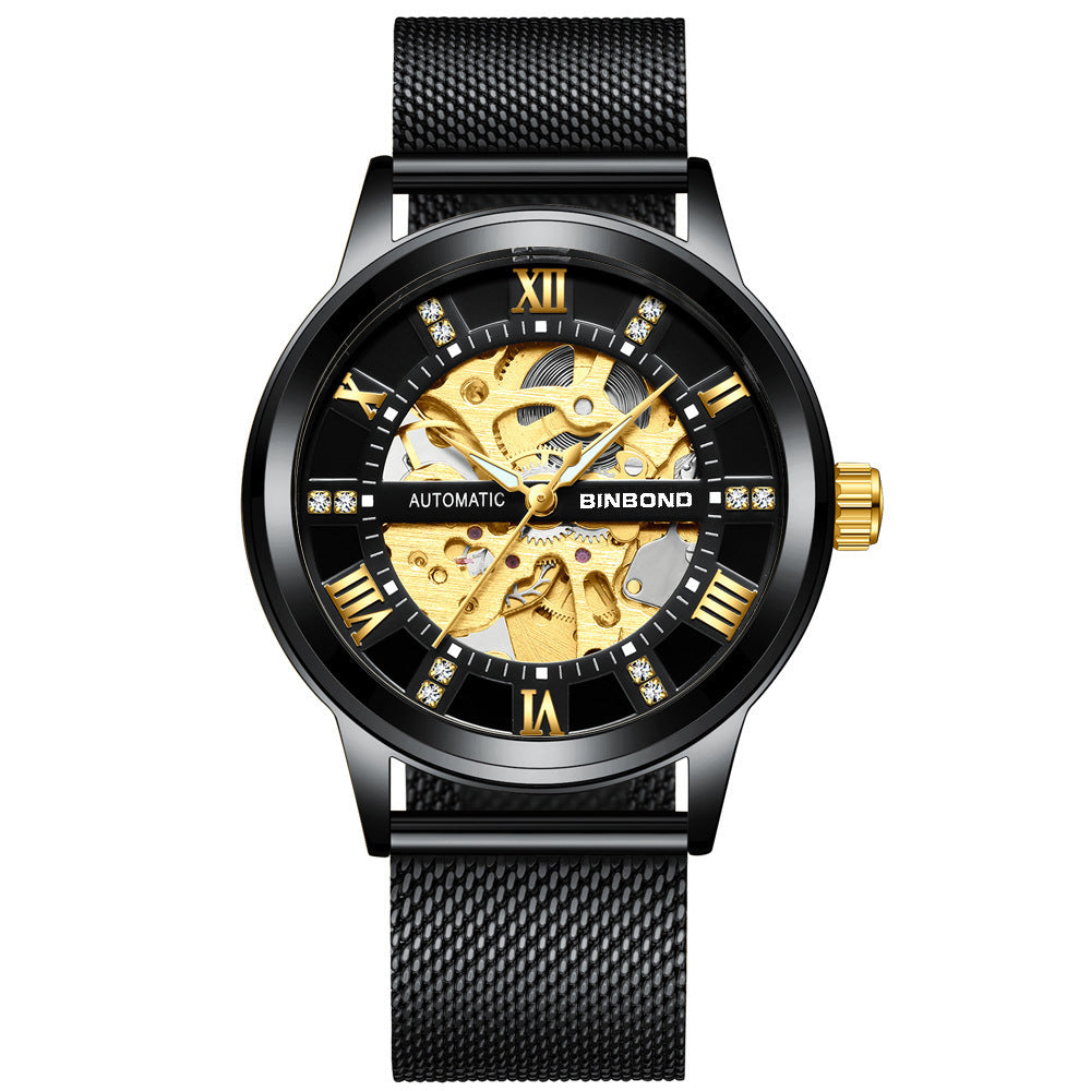 Men's Automatic Mechanical Watch Hollow Luminous Waterproof Simple Fashion Top Brand Stainless Steel Men's Watch - Acquisti Online