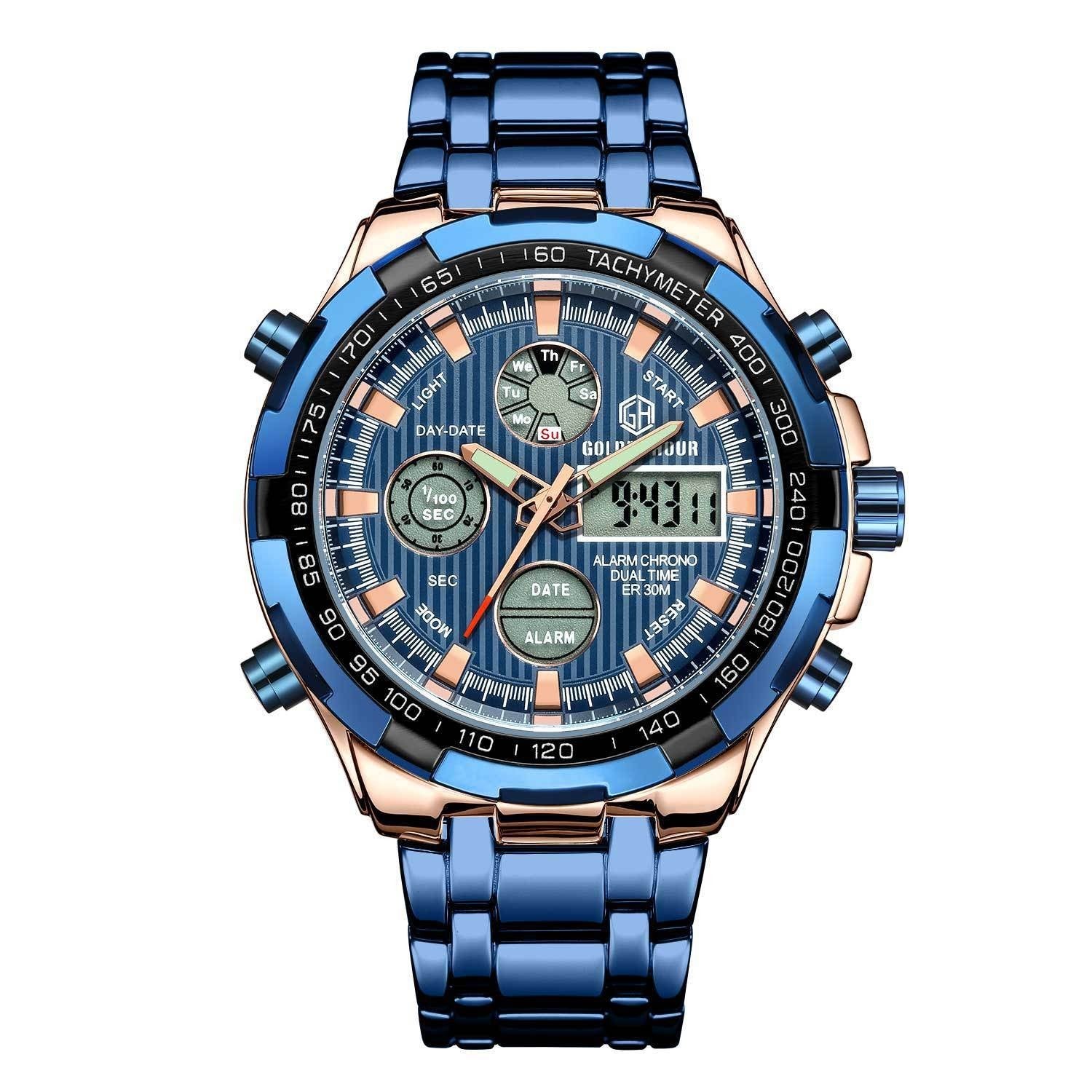 Orologio sportivo multifunzione in lega con calendario da uomo
