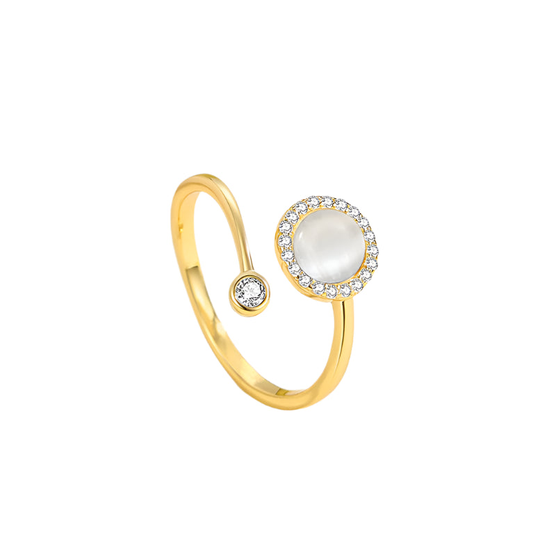 Fashionable and luxurious circular ring with geometric design high-end women's ring