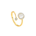 Fashionable and luxurious circular ring with geometric design high-end women's ring