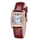 WWOOR Women's Leather Band Square Dial Women Watches Analog Quartz Waterproof Business Wrist Watch