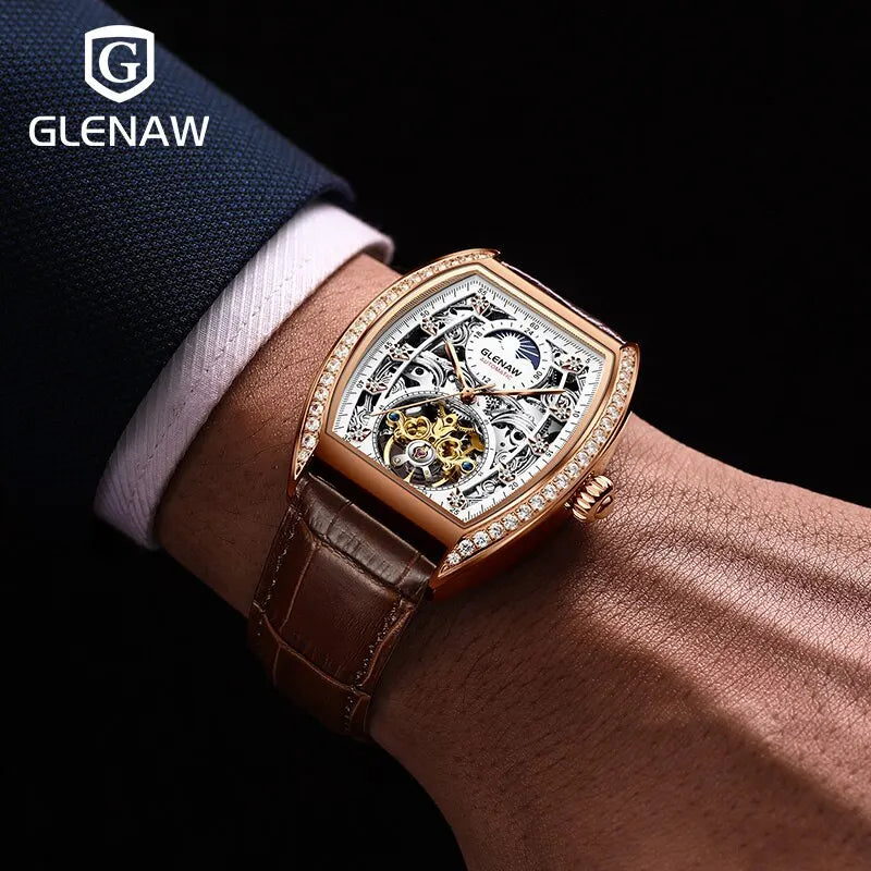 Luxury Man Business Casual Automatic Mechanical Hollow Square Watch - Acquisti Online