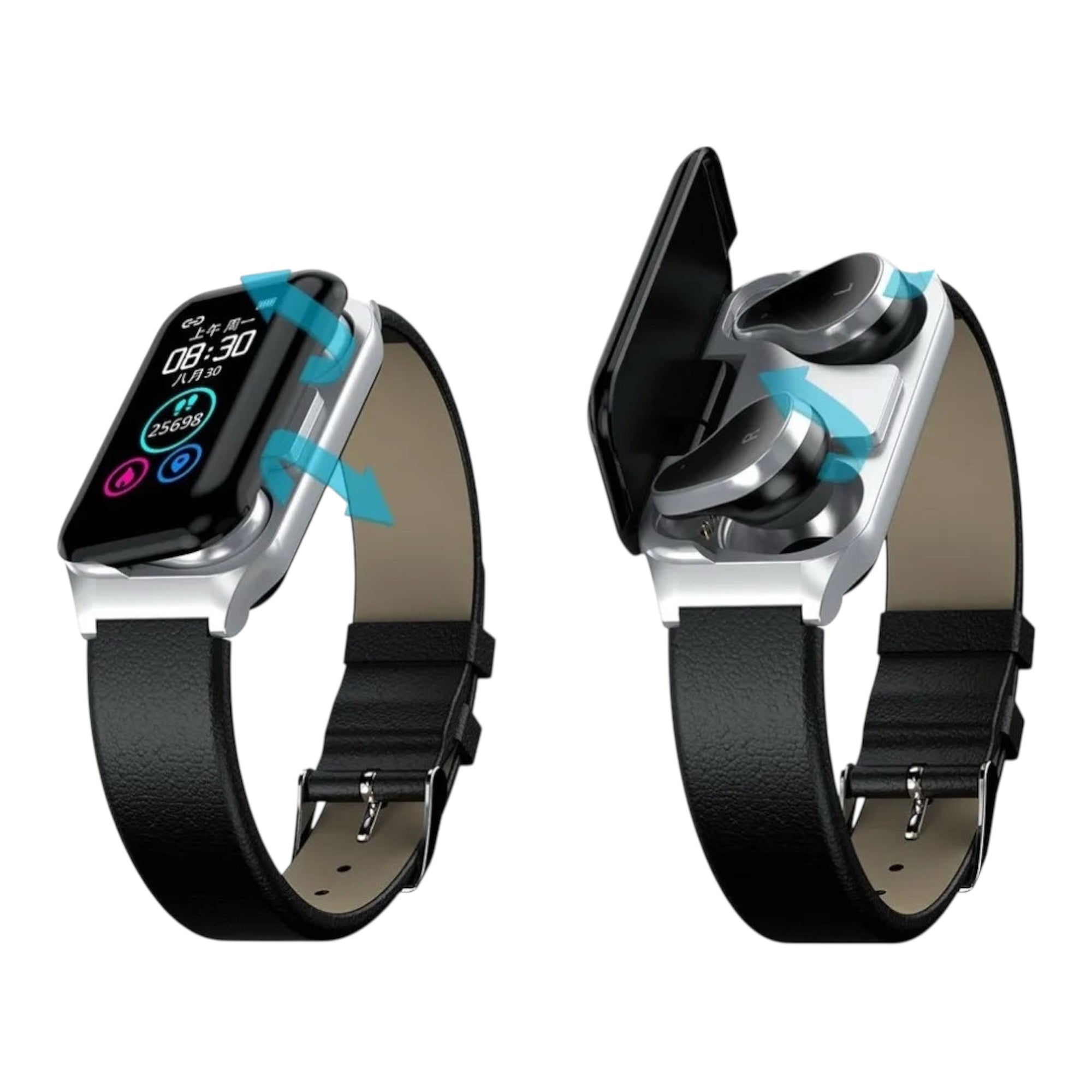 Smartwatch Fitness Tracking Smartwatch voor Android IOS Hartslagmeter Bloeddrukmeter Bluetooth Headset Twee-in-één Band Smartwatch