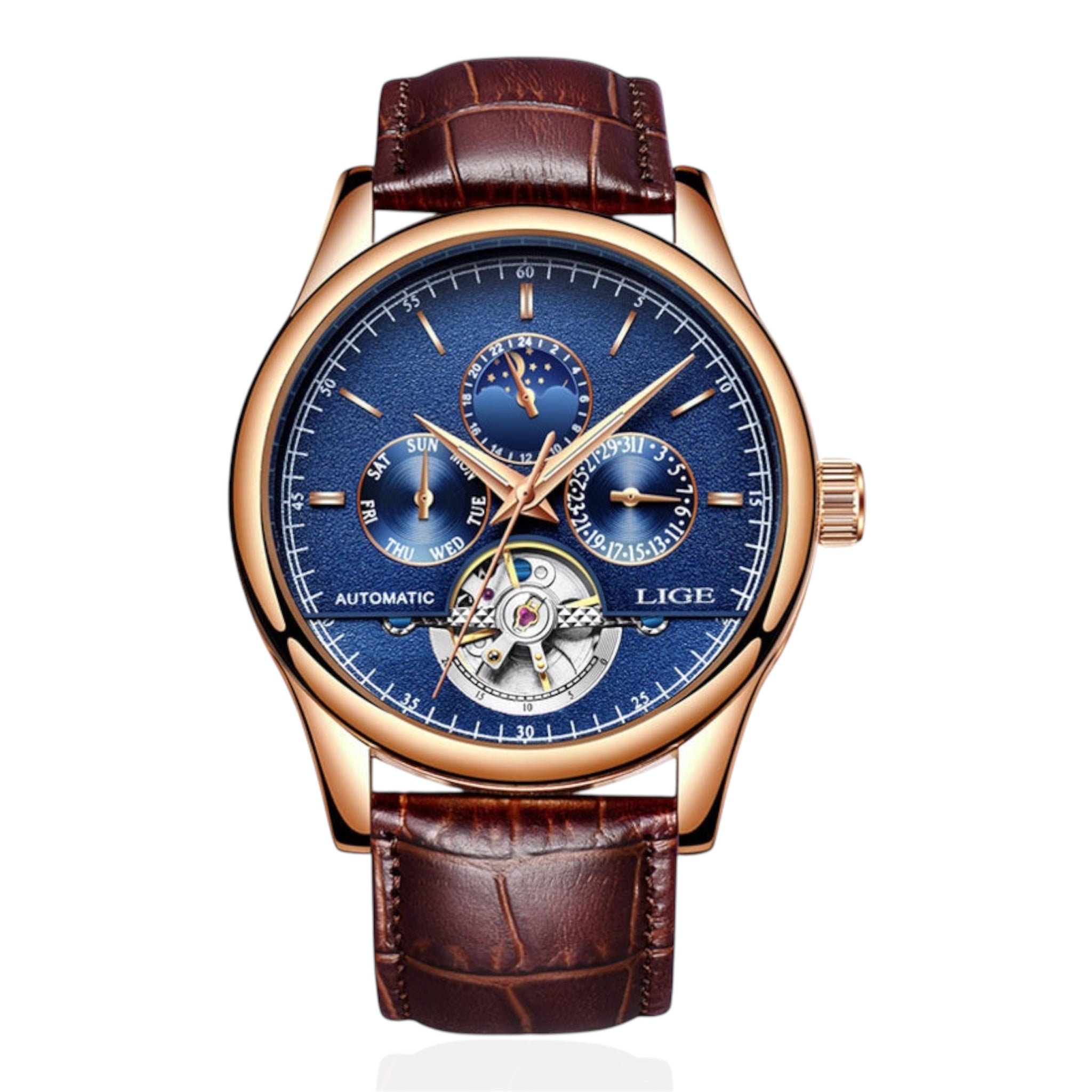 Orologi da uomo LIGE di lusso, orologio da polso automatico con tourbillon, sportivo, impermeabile, meccanico, per uomo.