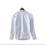 Men's Fashionable Casual Shirt Solid Color Pure Cotton Cardigan Minimalist Long Sleeve Shirt Men's Fashion Shirt