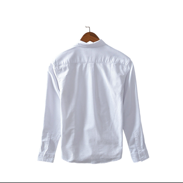 Men's Fashionable Casual Shirt Solid Color Pure Cotton Cardigan Minimalist Long Sleeve Shirt Men's Fashion Shirt