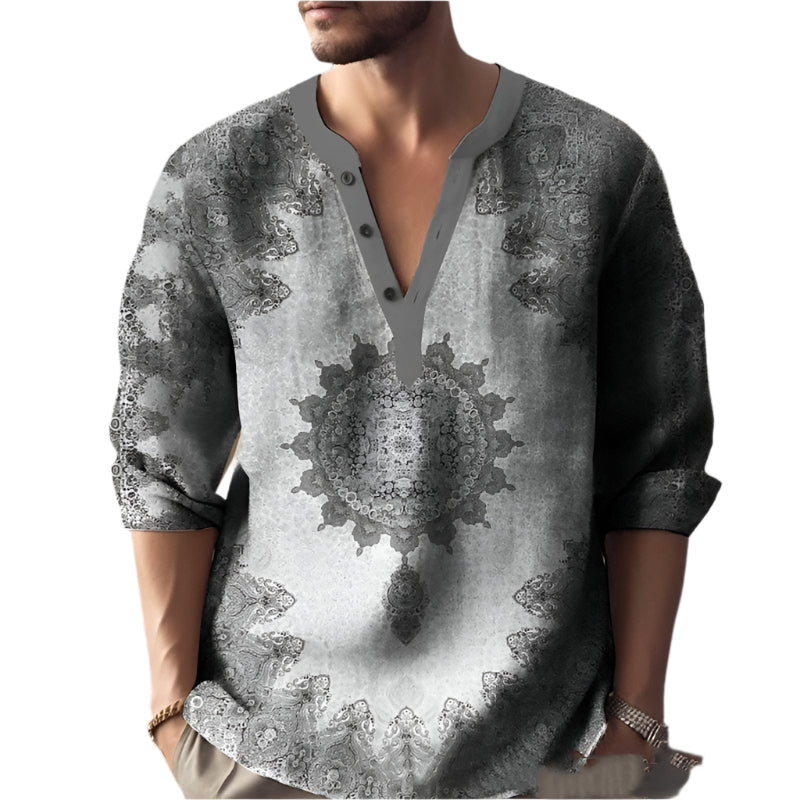 Bedrukte casual V-hals heren losse jacquard trui lange mouw